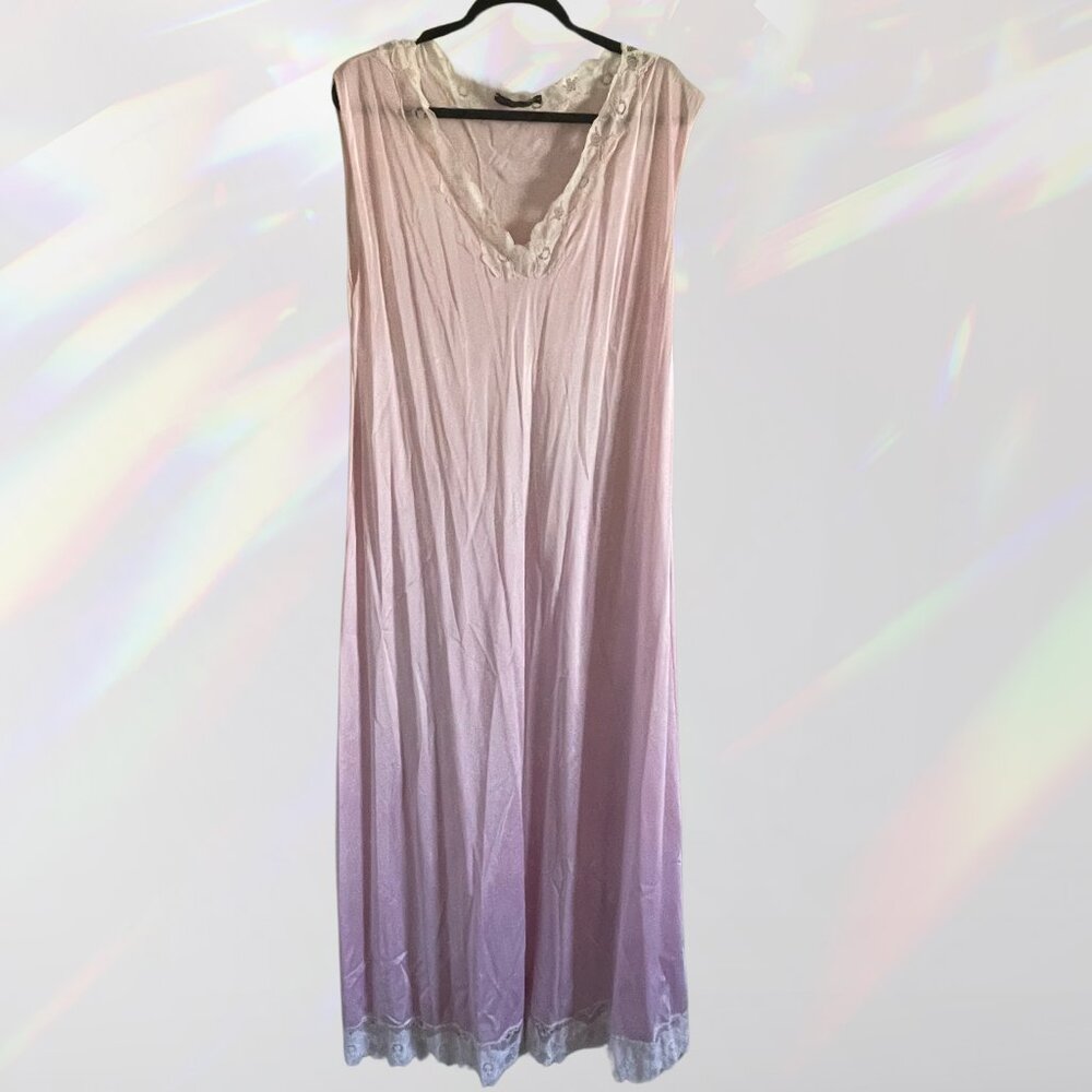 Light Pink Sleeveless Nightgown with Lace Neck Details
